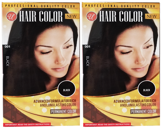 Black Permanent Hair Color / Hair Dye (Pack of 2)