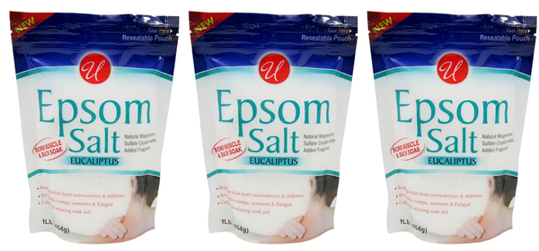 Sore Muscle & Back Soak Epsom Salt Eucaliptus, 1 lb (Pack of 3)