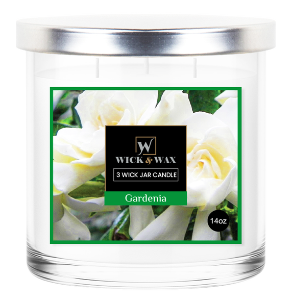 Wick & Wax Gardenia Scented 3-Wick Jar Candle, 14oz