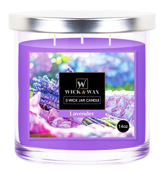 Wick & Wax Lavender Scented 3-Wick Jar Candle, 14oz