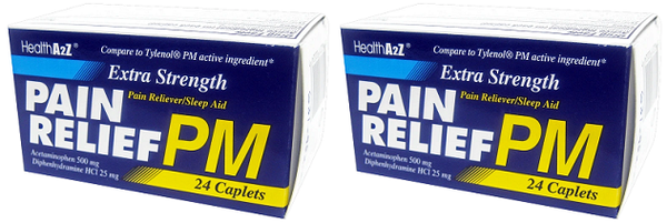 Health A2Z Extra Strength Pain Relief PM, 24 Caplets (Pack of 2)