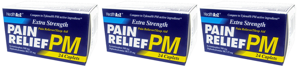 Health A2Z Extra Strength Pain Relief PM, 24 Caplets (Pack of 3)