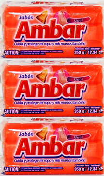 Ambar Jabon Detergent Bar Floral Scent, 350g (Pack of 3)