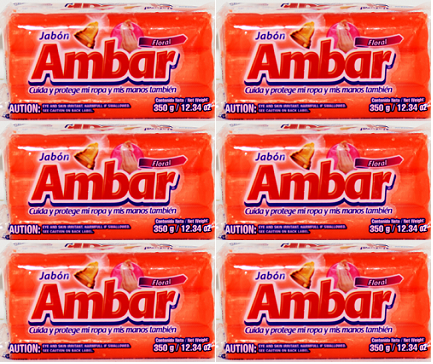 Ambar Jabon Detergent Bar Floral Scent, 350g (Pack of 6)