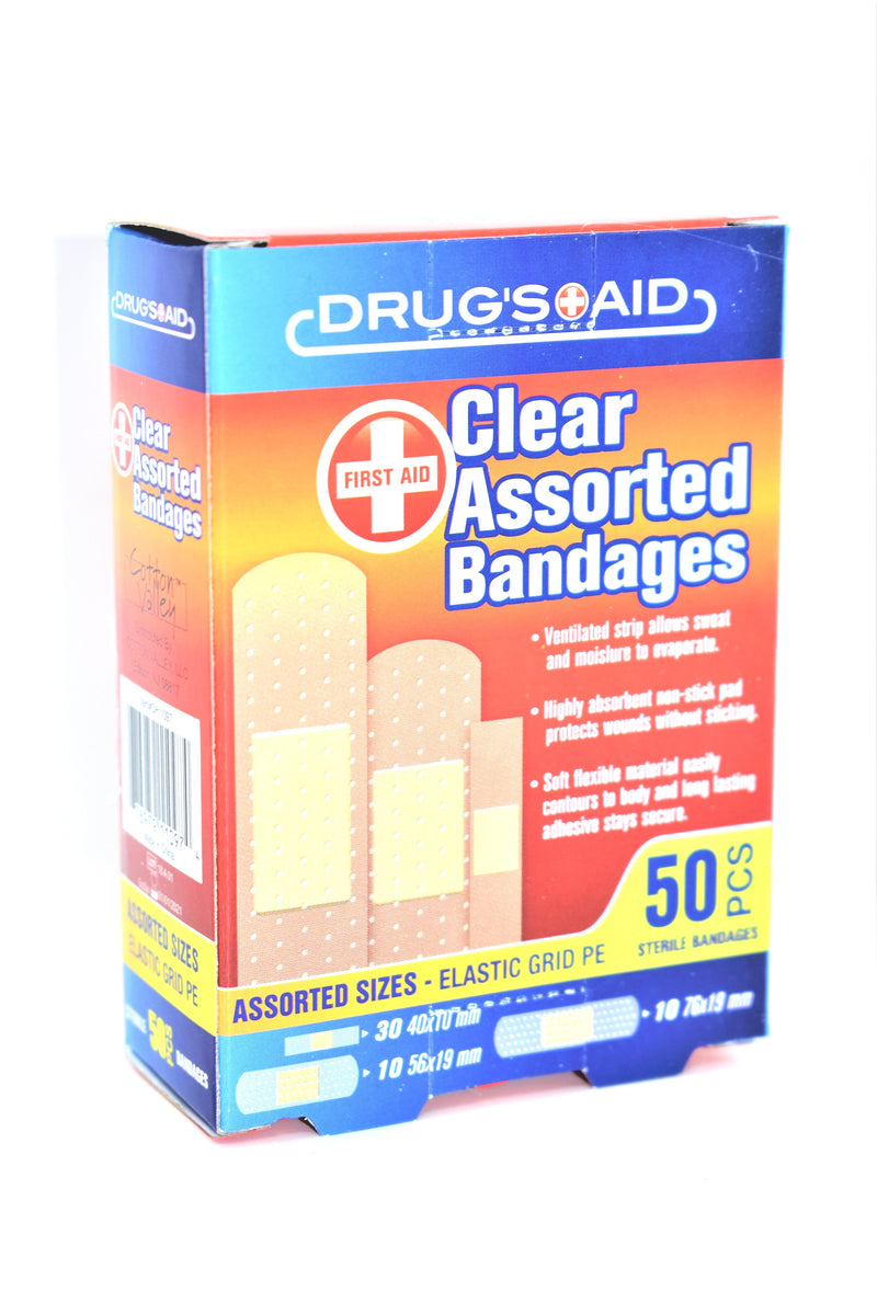 First Aid Clear Assorted Bandages, 50-ct.