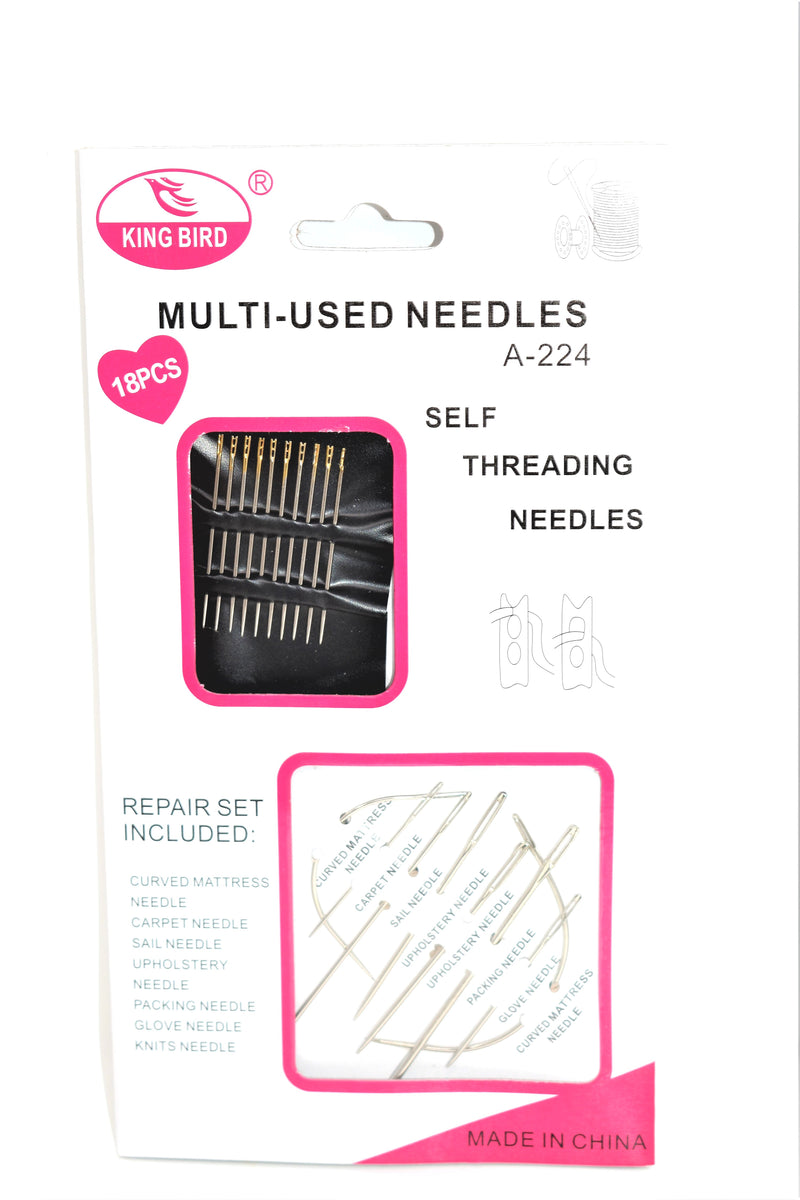 Assorted Multi-Use Self Threading Sewing Needles, 18-ct.