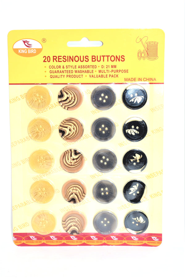 21mm Resinous Buttons, 20-ct.