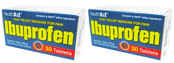 Health A2Z Ibuprofen Pain Reliever / Fever Reducer, 30 Caplets (Pack of 2)