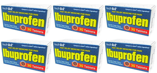 Health A2Z Ibuprofen Pain Reliever / Fever Reducer, 30 Caplets (Pack of 6)