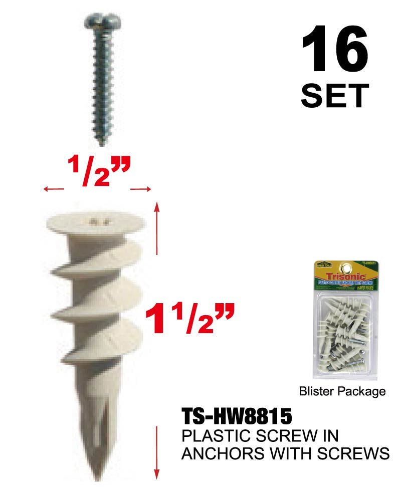 Plastic Screw In Anchors With Screws