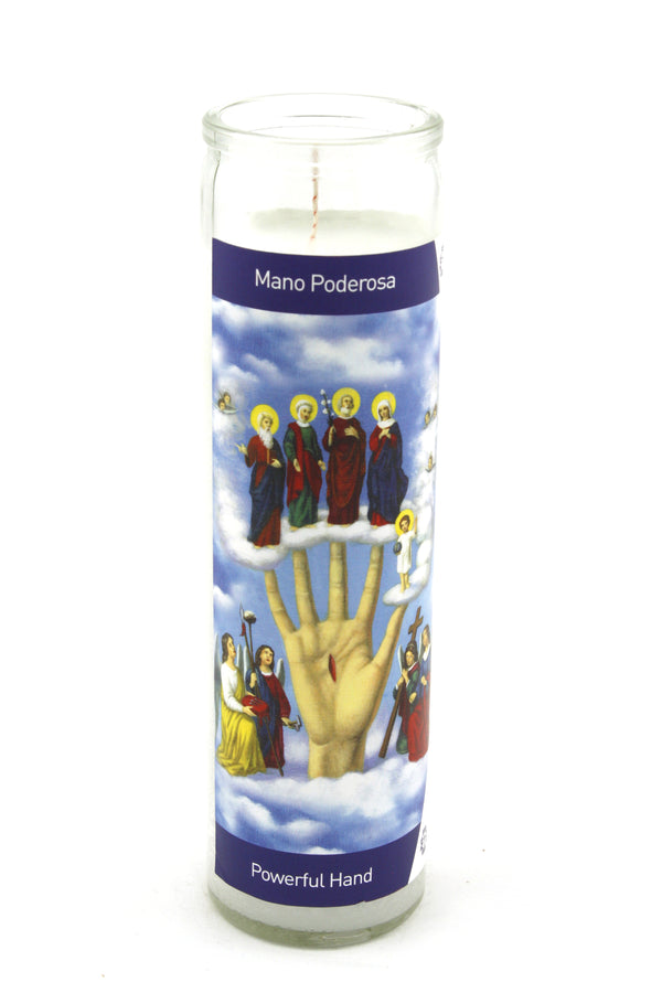 Powerful Hand - 8" Tall Religious Prayer Candle, 10oz