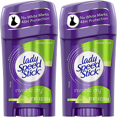 Lady Speed Stick Powder Fresh Invisible Dry Deodorant, 1.4 oz (Pack of 2)