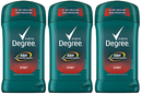 Degree Men 48 Hour Antiperspirant Sport Deodorant Stick, 2.7 oz (Pack of 3)