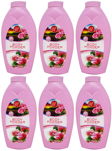 Rose Scent Absorbent Body Powder Pure Cornstarch, 10 oz. (Pack of 6)