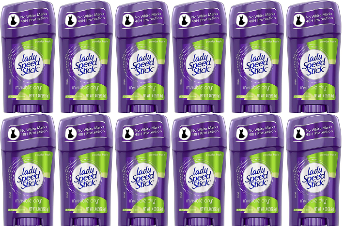 Lady Speed Stick Powder Fresh Invisible Dry Deodorant, 1.4 oz (Pack of 12)