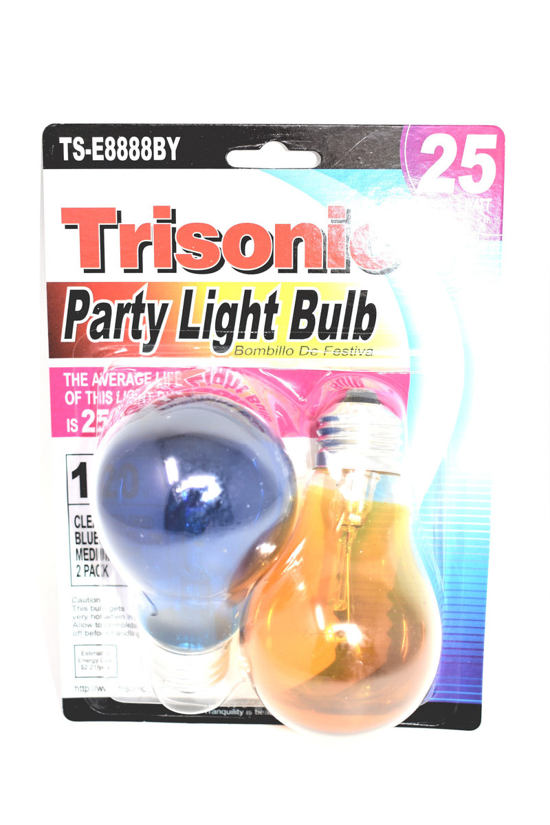 25 Watt Blue and Orange Party Light Bulb, 2-ct.