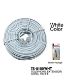 Modular Extension Phone Cord, 100 ft., White