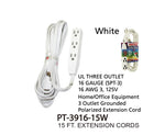 3 Outlet Grounded Heavy Duty Indoor Extension Cord, 15 ft.