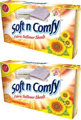 Soft N Comfy Morning Sun Scent Fabric Softener Sheets, 40 Sheets (Pack of 2)