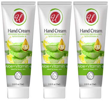 Aloe + Vitamin E Hand Cream Moisturizing Cream, 2.53 oz. (Pack of 3)