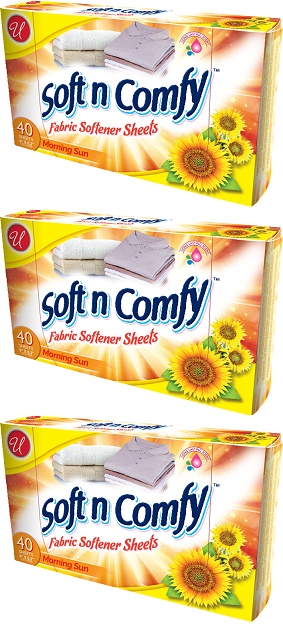 Soft N Comfy Morning Sun Scent Fabric Softener Sheets, 40 Sheets (Pack of 3)