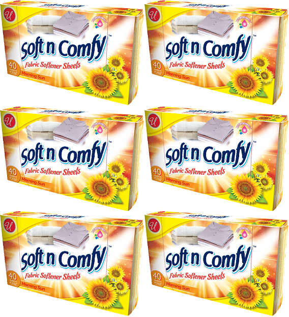 Soft N Comfy Morning Sun Scent Fabric Softener Sheets, 40 Sheets (Pack of 6)