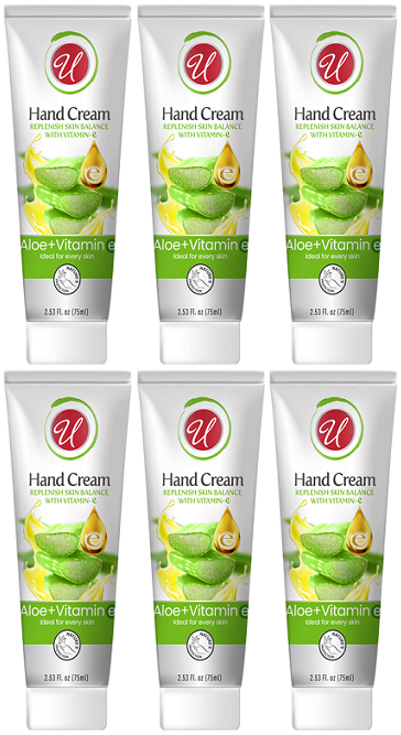 Aloe + Vitamin E Hand Cream Moisturizing Cream, 2.53 oz. (Pack of 6)