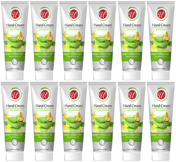 Aloe + Vitamin E Hand Cream Moisturizing Cream, 2.53 oz. (Pack of 12)