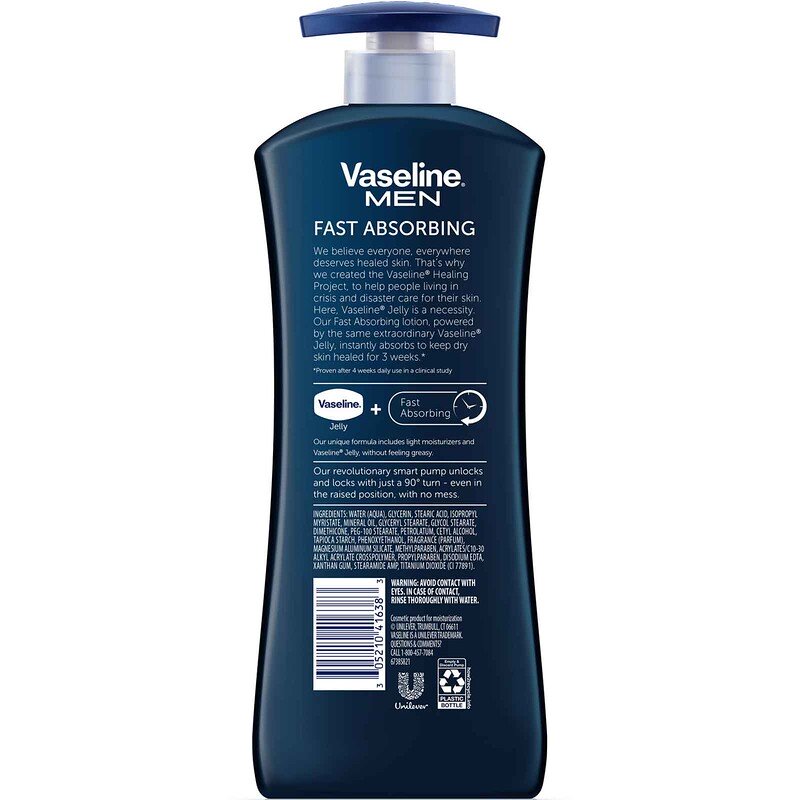 Vaseline Men Fast Absorbing Body Lotion, 20.3 fl oz. 600ml