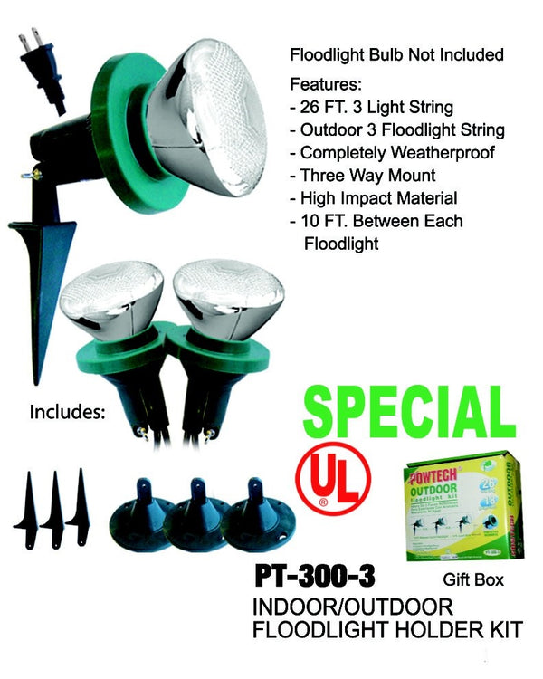 Outdoor Floodlight Kit, 3-ct.