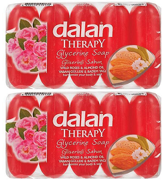 Dalan Therapy Glycerine Bar Soap - Wild Roses & Almond Oil, 5 Pack (Pack of 2)