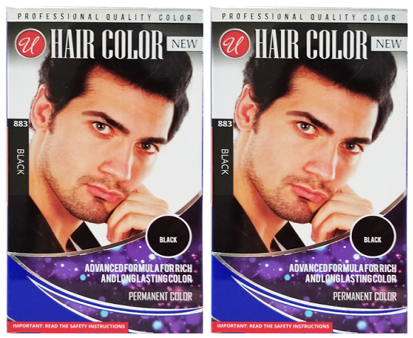 Black Permanent Hair Color / Hair Dye for Men (Pack of 2)