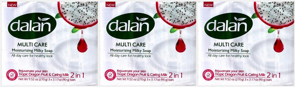 Dalan MultiCare Tropic Dragon Fruit & Caring Milk Bar Soap, 3-Pack (Pack of 3)