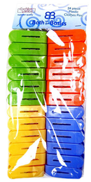 Plastic Colorful Large Clothes Pins, 24-ct.