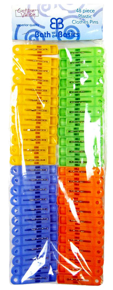 Plastic Colorful Clothes Pins, 48-ct.