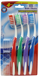 Medium Bristle Toothbrushes With Protective Covers, 4-ct.