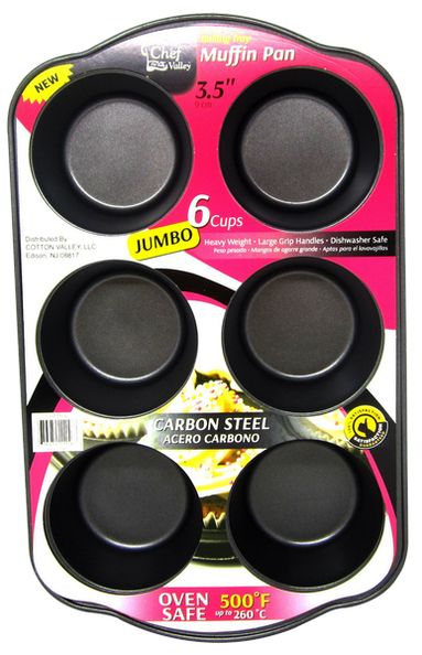 Chef Valley 6-Cup Muffin Baking Tray Pan, 3.5"
