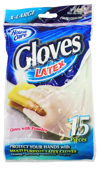 House Care Multi-Purpose Latex Gloves X-Large, 15-ct