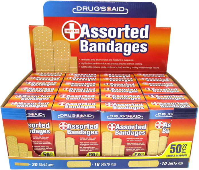 First Aid Clear Assorted Bandages, 50-ct.