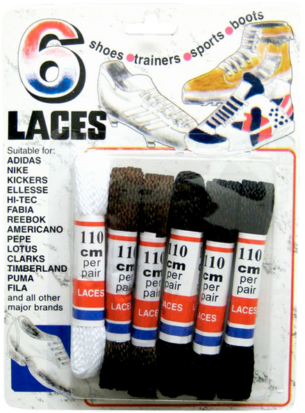 Black and White Shoe Laces, 6-ct.