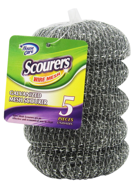 House Care Galvanized Scourers Wire Mesh, 5-ct