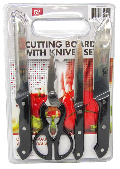 Cutting Board With Knife Set, 5-ct.