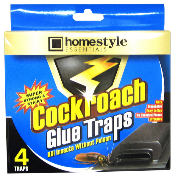 Homestyle Essentials Super Strong & Sticky Cockroach Glue Traps, 4-ct