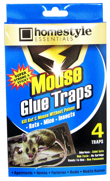 Homestyle Essentials Super Strong & Sticky Mouse Glue Traps, 4-ct.