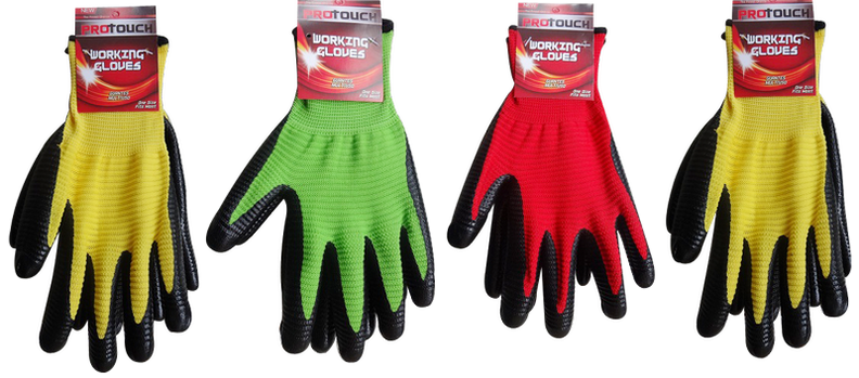 Working Gloves With Rubber Grips, 1 pair
