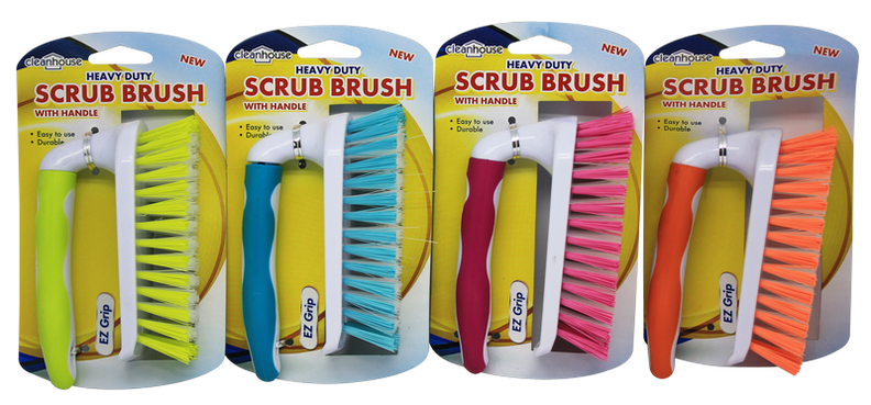 Clean House Heavy Duty Scrub Brush w/ Handle, 1-ct