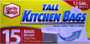 Hardy Bags 13 Gallon Extra Strength Tall Kitchen Bags w/ Twist Ties, 15 ct.
