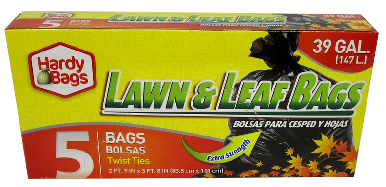 Hardy Bags 39 Gallon Extra Strength Lawn & Leaf Bags w/ Twist Ties, 5 ct.