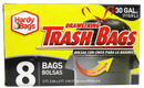 Hardy Bags 30 Gallon Extra Strength Drawstring Trash Bags, 8 ct.