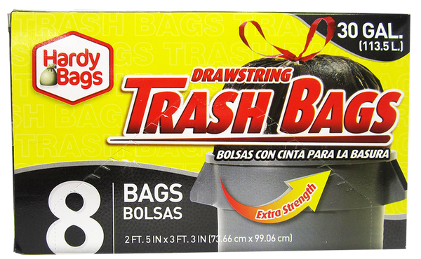 30GAL CLEAR RECYCLING TRASH BAG 8CT-24
